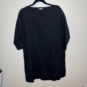 Eileen Fisher 100% Organic Cotton Short Sleeve Mini Dress Pockets
